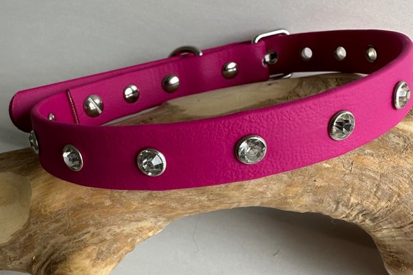Pinkes Strasshalsband für 25 bis 31 cm Halsumfang